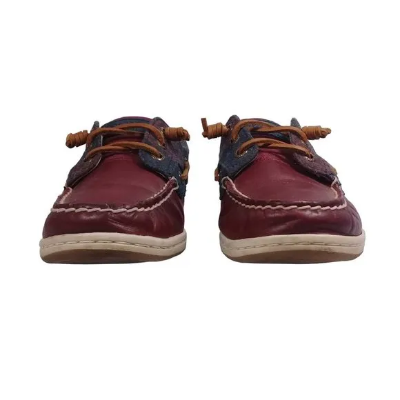 Sperry Top-Sider Women Wool Wine Songfish Leather Boat Lace-Up Shoes Size 8M
