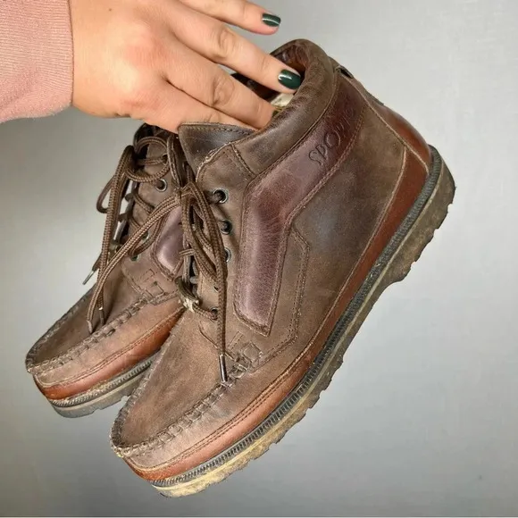 Sporto | Mens Brown Leather Loafer Boat Shoe 8