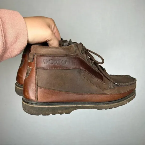 Sporto | Mens Brown Leather Loafer Boat Shoe 8
