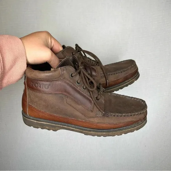 Sporto | Mens Brown Leather Loafer Boat Shoe 8