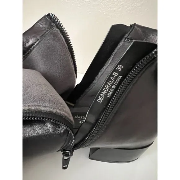 Spring Step Deandra black leather booties with studs. Size 39 (8-8.5).