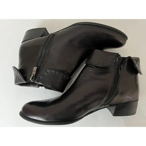 Spring Step Deandra black leather booties with studs. Size 39 (8-8.5).