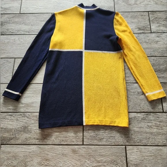 St John Tunic Sweater Women's Sz Small P Santana Knit Boat Yellow Blue Nautical