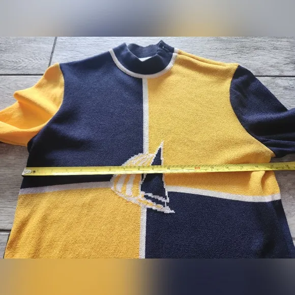 St John Tunic Sweater Women's Sz Small P Santana Knit Boat Yellow Blue Nautical