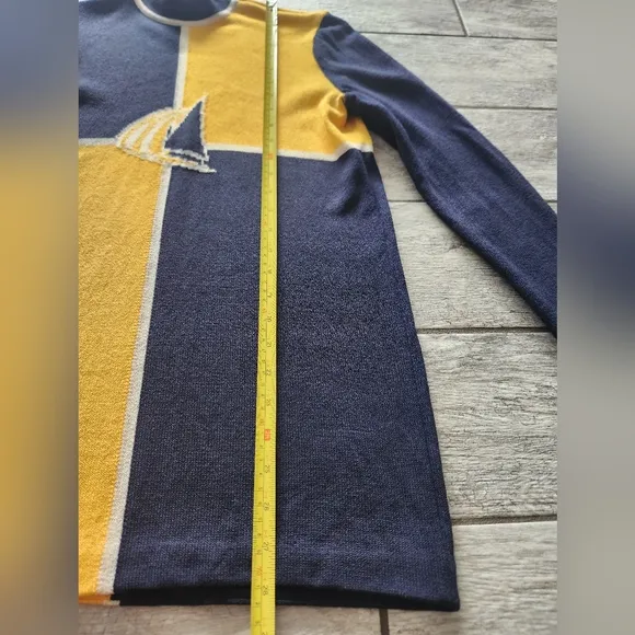 St John Tunic Sweater Women's Sz Small P Santana Knit Boat Yellow Blue Nautical