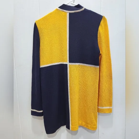 St John Tunic Sweater Women's Sz Small P Santana Knit Boat Yellow Blue Nautical