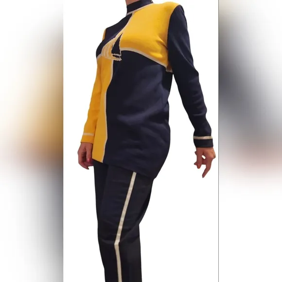 St John Tunic Sweater Women's Sz Small P Santana Knit Boat Yellow Blue Nautical