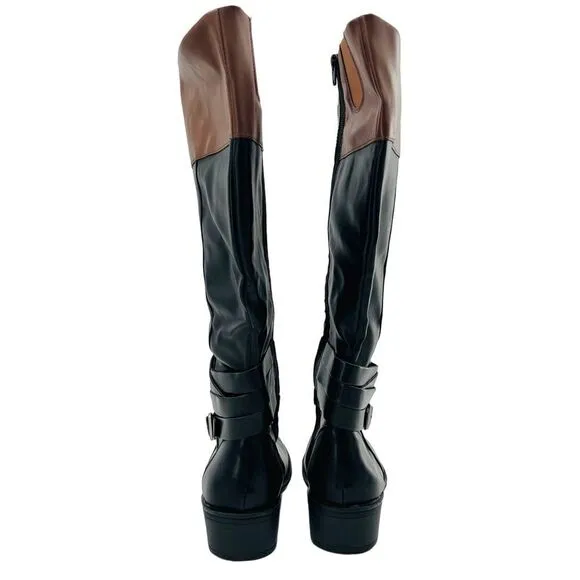St. John's Bay Women’s Douglas Stacked Heel Riding Two Tone Boots Size 9