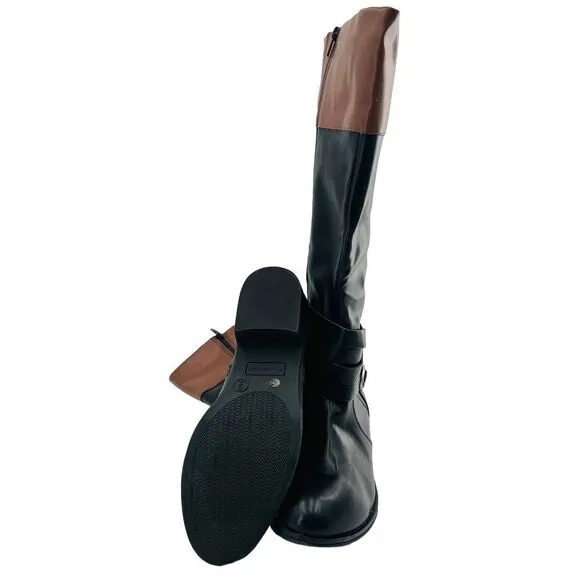 St. John's Bay Women’s Douglas Stacked Heel Riding Two Tone Boots Size 9