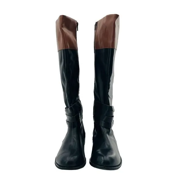 St. John's Bay Women’s Douglas Stacked Heel Riding Two Tone Boots Size 9