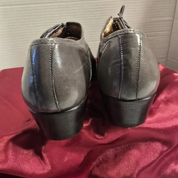 STACEY ADAMS RARE VINTAGE 2 TONE LEATHER WITH HEELS MEN'S SHOES GRAY/BLACK SZ.11