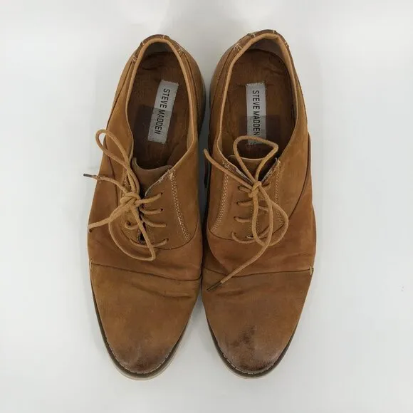 Steve Madden Brown Leather Oxfords | Cushioned &amp; Adjustable