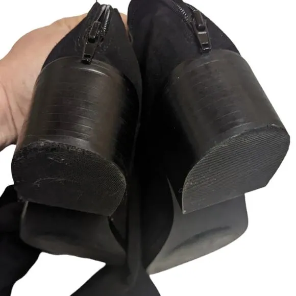 Steve Madden Garren Above Knee Boot Black Faux Suede Fabric Size  9