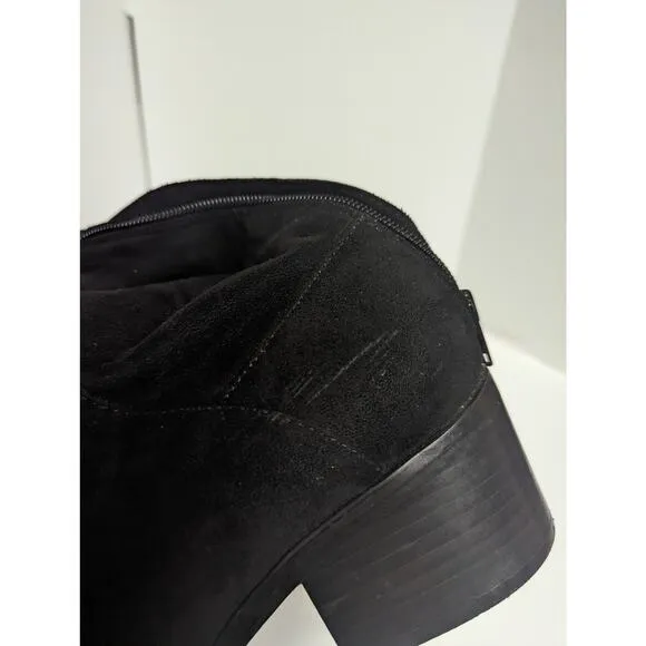 Steve Madden Garren Above Knee Boot Black Faux Suede Fabric Size  9