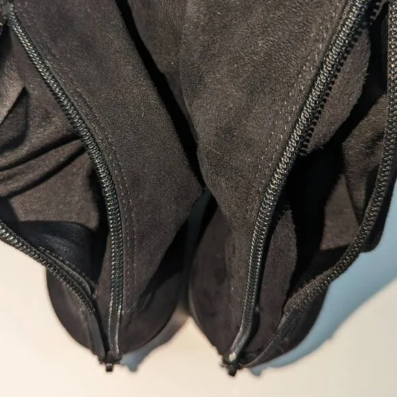 Steve Madden Garren Above Knee Boot Black Faux Suede Fabric Size  9
