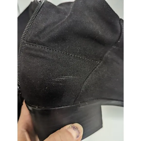 Steve Madden Garren Above Knee Boot Black Faux Suede Fabric Size  9
