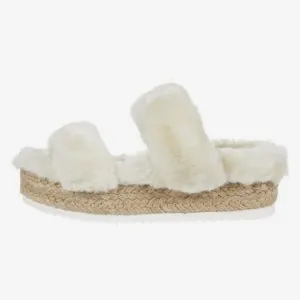 Steve Madden Katana Fuzzy Sandal Shoes Natural