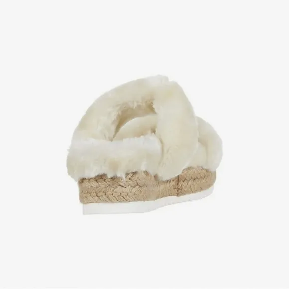 Steve Madden Katana Fuzzy Sandal Shoes Natural