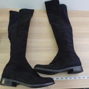 Stuart Weitzman 5050 Boots Women 9 B Black Tall Suede Over The Knee Stretch Flat