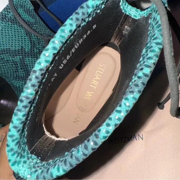 Stuart Weitzman Benita Flat Emerald Python Size 6 Women’s