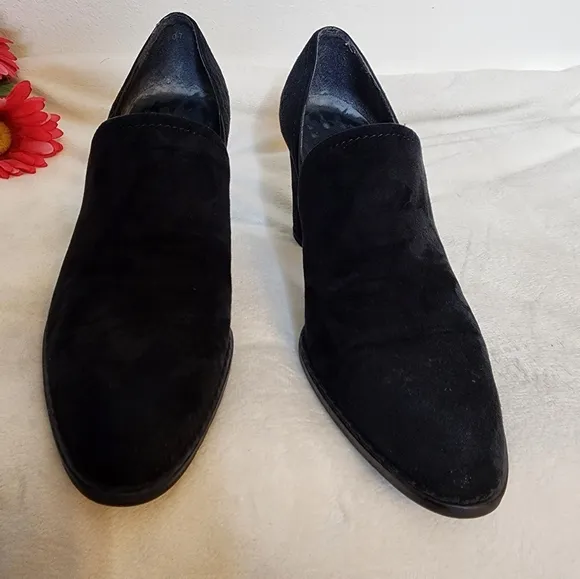 Stuart Weitzman Black Suede Leather Slip On Heels Traction Luxury Designer