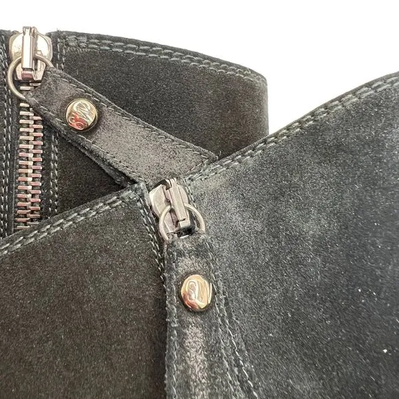 STUART Weitzman Duluth Black Suede Zip Flat Boots Size 7
