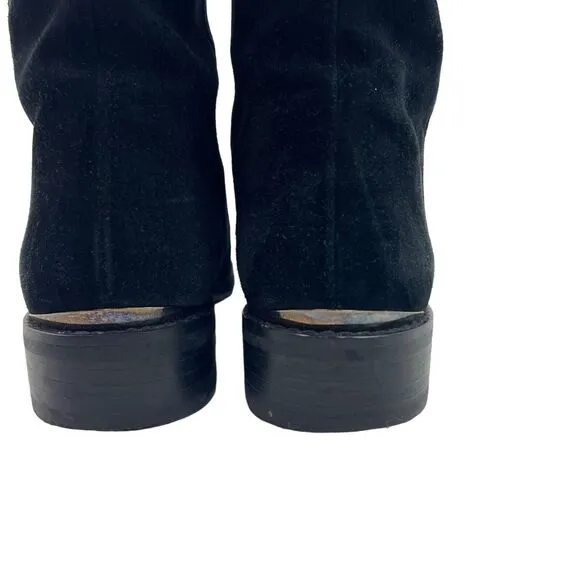 STUART Weitzman Duluth Black Suede Zip Flat Boots Size 7