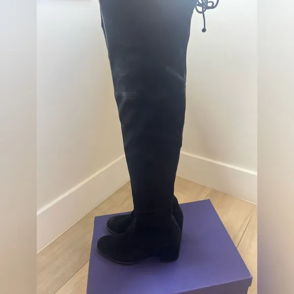 STUART WEITZMAN Genna Over the Knee OTL Boots Size 8.5 black Stretch Suede