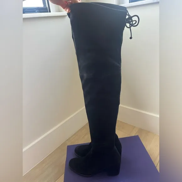 STUART WEITZMAN Genna Over the Knee OTL Boots Size 8.5 black Stretch Suede