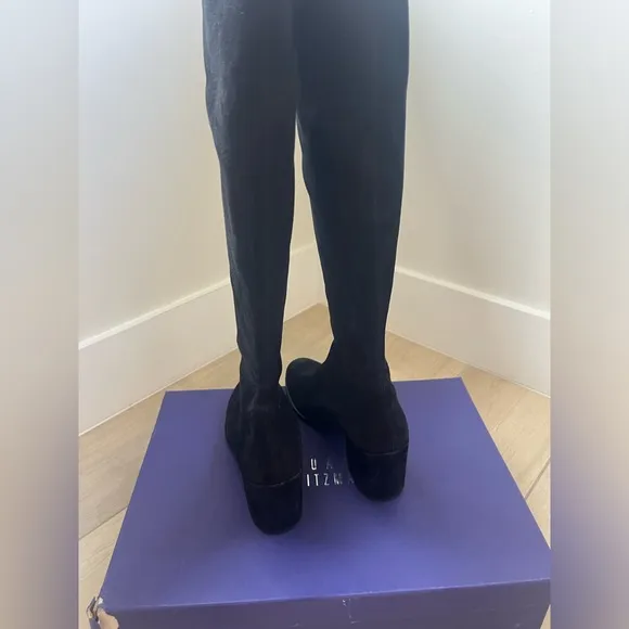 STUART WEITZMAN Genna Over the Knee OTL Boots Size 8.5 black Stretch Suede