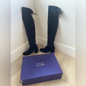STUART WEITZMAN Genna Over the Knee OTL Boots Size 8.5 black Stretch Suede