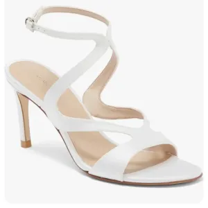Stuart Weitzman Mariposa white Satin Sandal size 8 women Bride shoes