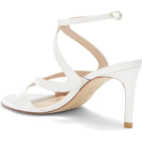 Stuart Weitzman Mariposa white Satin Sandal size 8 women Bride shoes