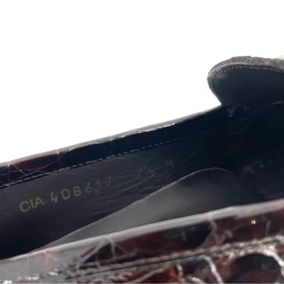 Stuart Weitzman NEW Croc Embossed Patent Leather Loafer Shoe