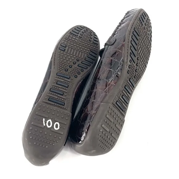 Stuart Weitzman NEW Croc Embossed Patent Leather Loafer Shoe