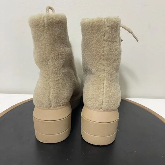 Stuart Weitzman Nisha Chill Shearling Lace Up Ankle Booties Womens 4 C EU 34.5