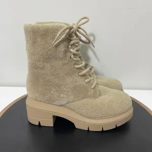 Stuart Weitzman Nisha Chill Shearling Lace Up Ankle Booties Womens 4 C EU 34.5