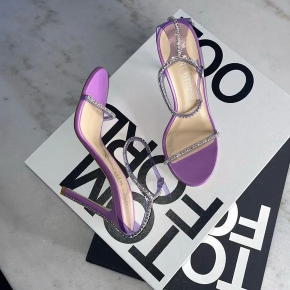 Stuart Weitzman Nudistglam Crystal Embellished PVC Sandals in Purple