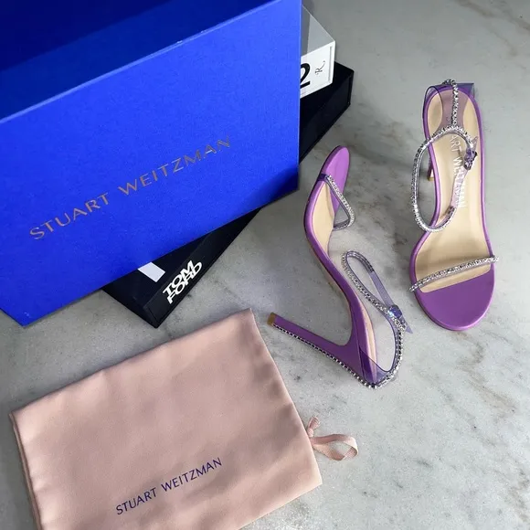 Stuart Weitzman Nudistglam Crystal Embellished PVC Sandals in Purple