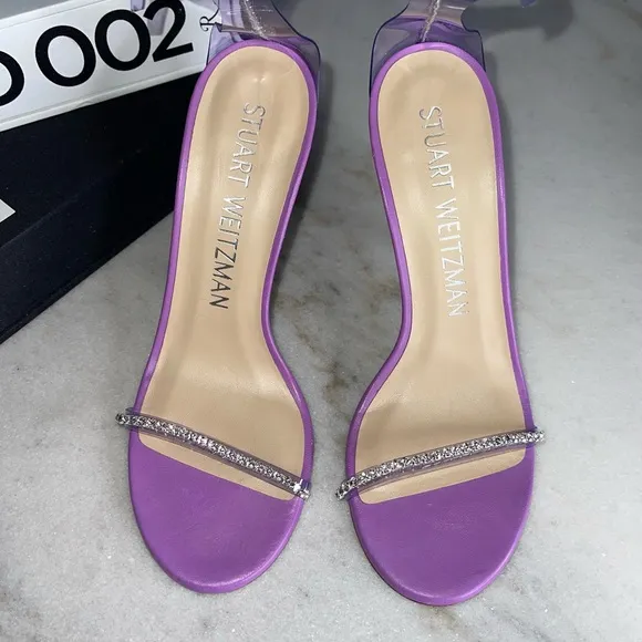 Stuart Weitzman Nudistglam Crystal Embellished PVC Sandals in Purple