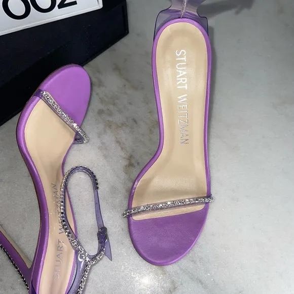 Stuart Weitzman Nudistglam Crystal Embellished PVC Sandals in Purple