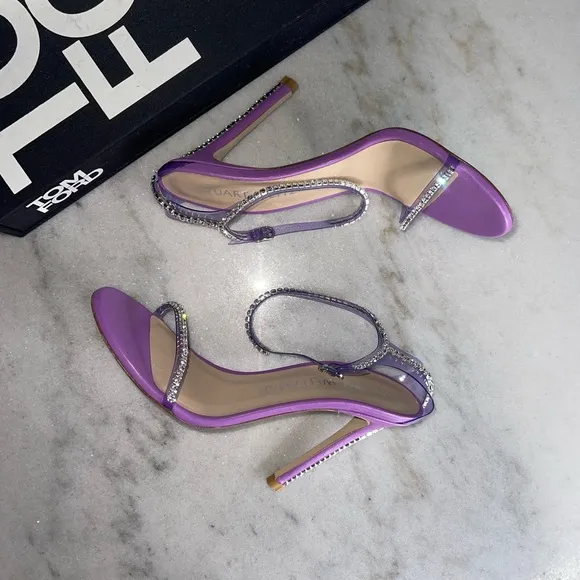 Stuart Weitzman Nudistglam Crystal Embellished PVC Sandals in Purple