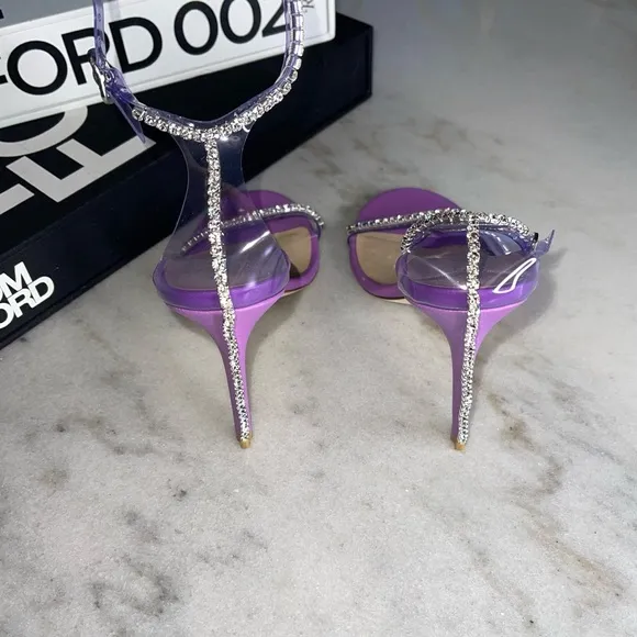 Stuart Weitzman Nudistglam Crystal Embellished PVC Sandals in Purple