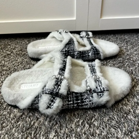 Stuart Weitzman Piper‎ Chill Women’s Tweed Slide NWOT Sandals Size 9