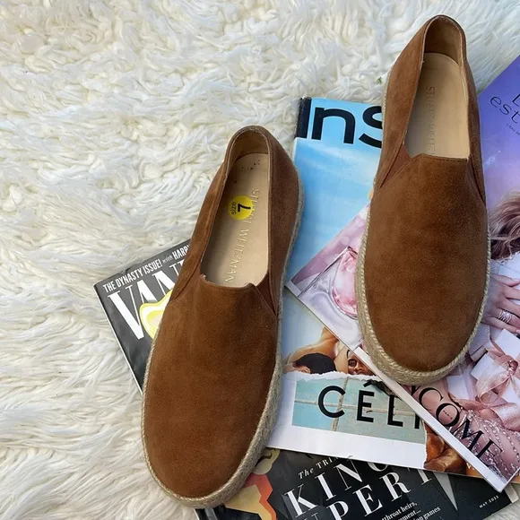 STUART WEITZMAN Tan Suede Espadrille Slip-On Shoes