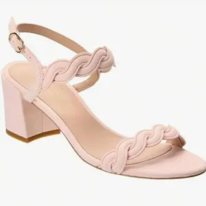 Stuart Weitzman Twistie Pink Suede Block Heel Ankle Strap Sandals Size 7B