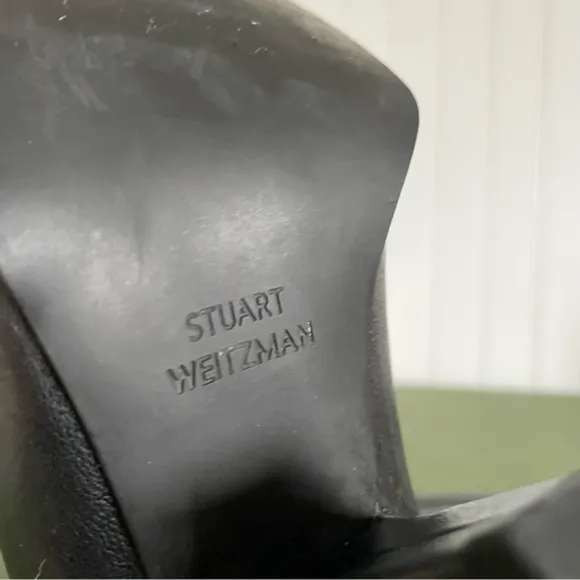 Stuart Weitzman Wedge Heel Ankle Boots in Black Glove Leather *Spain*