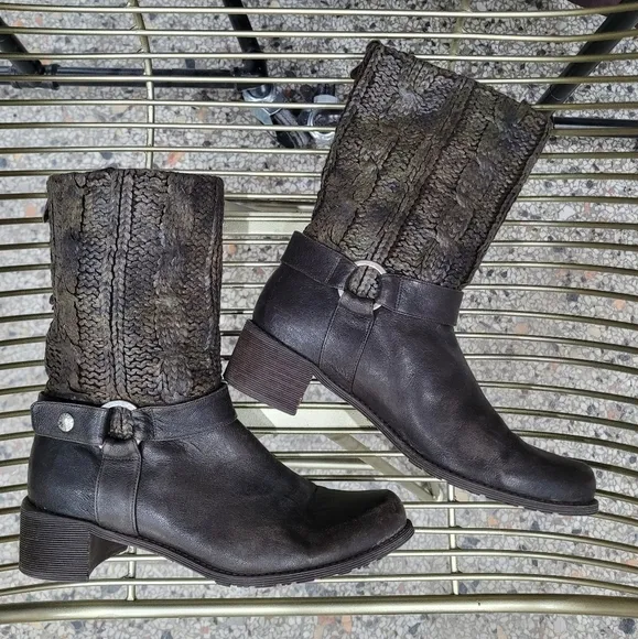 Stuart Weitzman Women's Brown Leather Biker Boots