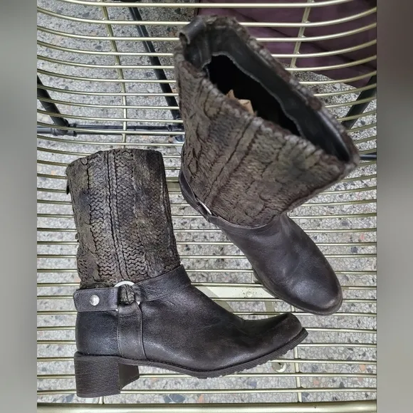 Stuart Weitzman Women's Brown Leather Biker Boots