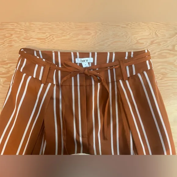 Suit Set: Women's Double Breasted Striped Blazer &amp; Wide Leg Pinstripe Brown NWOT